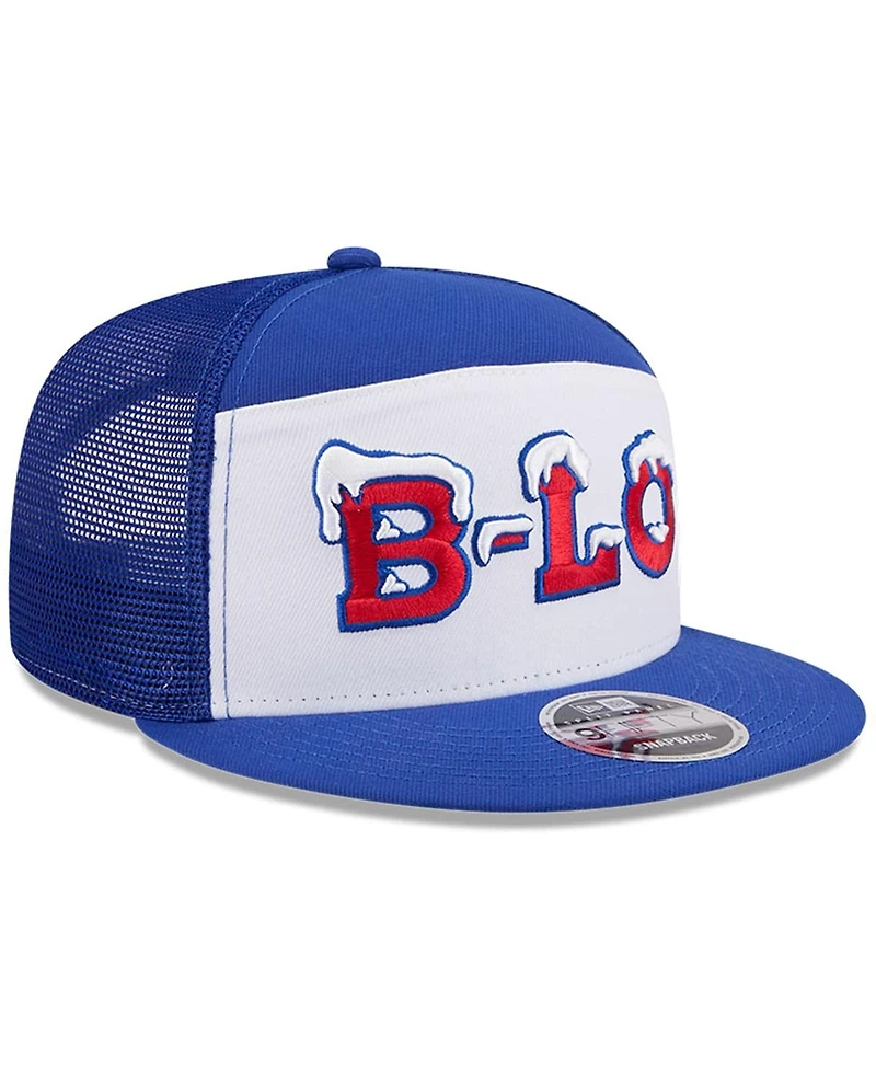New Era Men's White/Royal Buffalo Bills 2025 Rivalries Collection Team Split Panel 9FIFTY Snapback Hat
