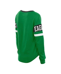 New Era Women's Kelly Green Philadelphia Eagles Plus Throwback Lace-Up Long Sleeve T-Shirt