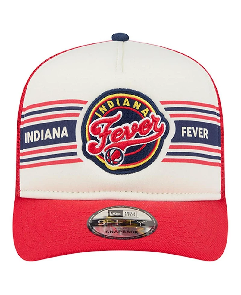 New Era Men's and Women's White/Red Indiana Fever Banner Foam Front 9FIFTY A-Frame Adjustable Trucker Hat