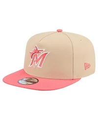 New Era Men's Light Beige/Coral Miami Marlins Color Pack A-Frame 9FIFTY Snapback Hat