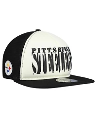 New Era Men's Cream/Black Pittsburgh Steelers Cutout A-Frame 9FIFTY Snapback Hat