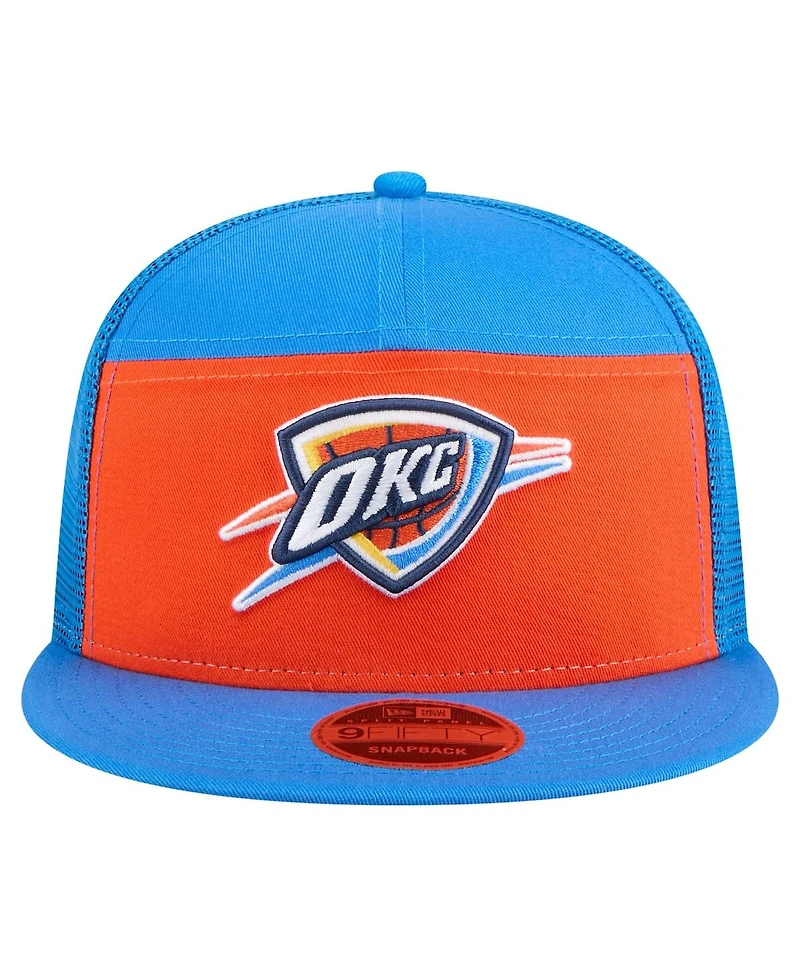 New Era Men's Orange/Blue Oklahoma City Thunder Outdoor Split Panel 9FIFTY Snapback Hat