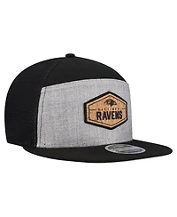 New Era Men's Gray/Black Baltimore Ravens Cork Split Panel 9FIFTY Trucker Snapback Hat