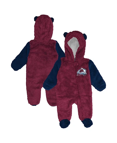 Outerstuff Baby Boys and Girls Newborn Burgundy Colorado Avalanche Stay Napping Fleece Bunting Full-Zip Sleeper