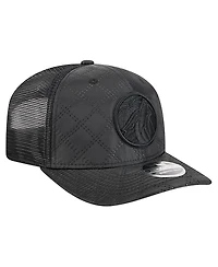 New Era Men's Black Minnesota Timberwolves Quilted 9SEVENTY Trucker Adjustable Hat