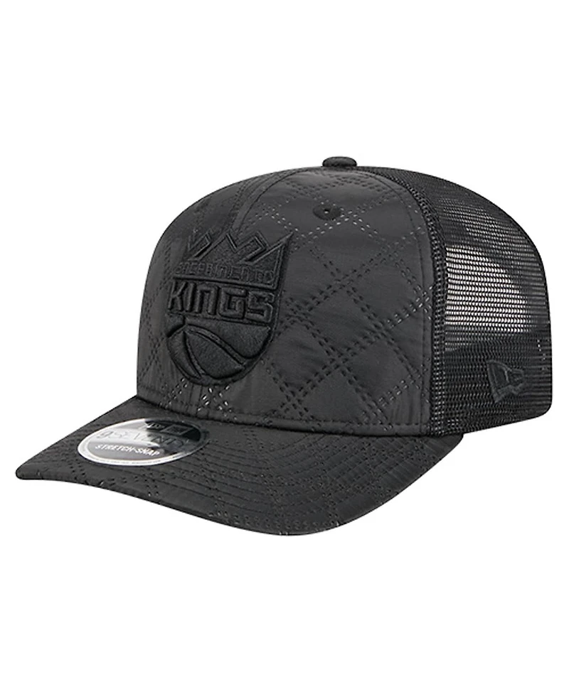 New Era Men's Black Sacramento Kings Quilted 9SEVENTY Trucker Adjustable Hat