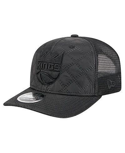 New Era Men's Black Sacramento Kings Quilted 9SEVENTY Trucker Adjustable Hat