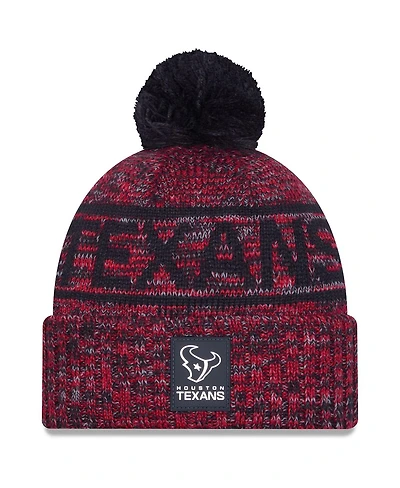 New Era Men's Red Houston Texans 2025 Sideline Cold Weather Cuffed Pom with Knit Hat