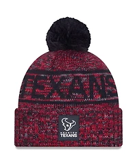 New Era Men's Red Houston Texans 2025 Sideline Cold Weather Cuffed Pom with Knit Hat