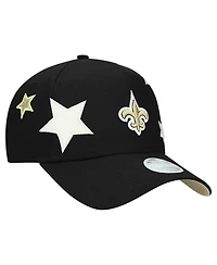 New Era Women's Black New Orleans Saints Stardom A-Frame 9FORTY Adjustable Hat