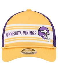New Era Men's Gold Minnesota Vikings Linear A-Frame 9FORTY Adjustable Hat