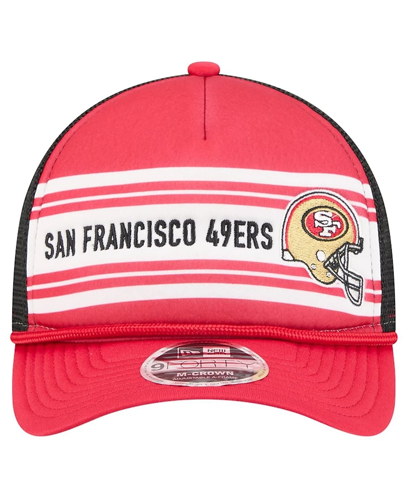 New Era Men's Red San Francisco 49ers Linear A-Frame 9FORTY Adjustable Hat