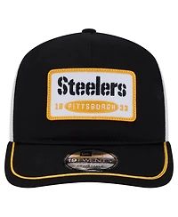 New Era Men's Black/White Pittsburgh Steelers Patch 19TWENTY Adjustable Hat