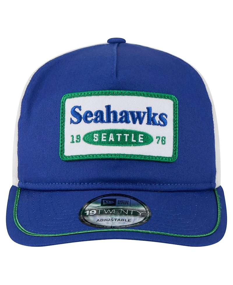 New Era Men's Royal/White Seattle Seahawks Patch 19TWENTY Adjustable Hat