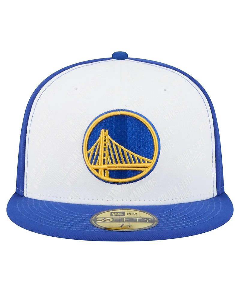 New Era Men's White/Royal Golden State Warriors Repeat 59Fifty Fitted Hat