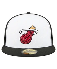 New Era Men's White/Black Miami Heat Repeat 59Fifty Fitted Hat