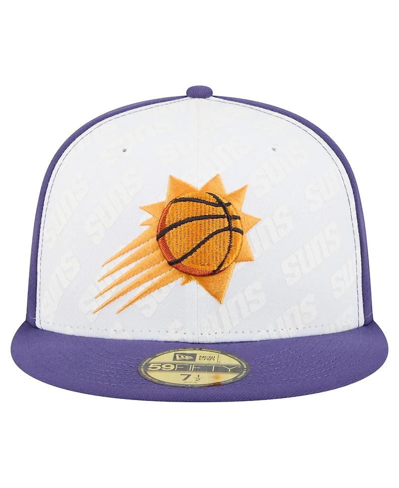 New Era Men's White/Purple Phoenix Suns Repeat 59Fifty Fitted Hat