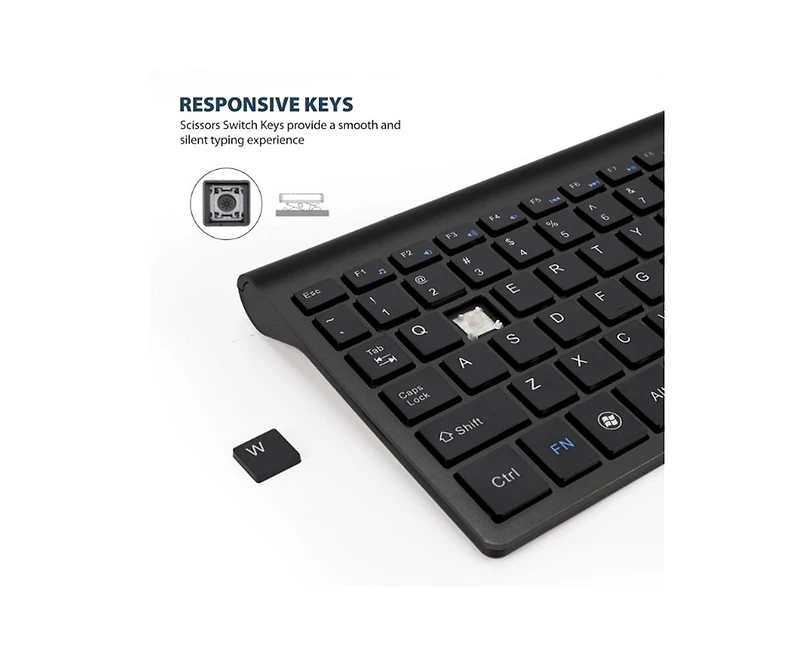 Wireless Keyboard and Mouse Combo - Scissor Ultra-Thin Silent Ergonomic Keyboard with Numeric Keys - 2.4G Receiver for Pc, Laptop