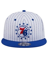 New Era Men's White Philadelphia 76ers Deceptor Pinstripe 9FIFTY Snapback Hat