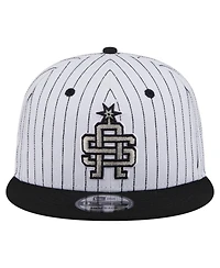 New Era Men's White San Antonio Spurs Deceptor Pinstripe 9FIFTY Snapback Hat