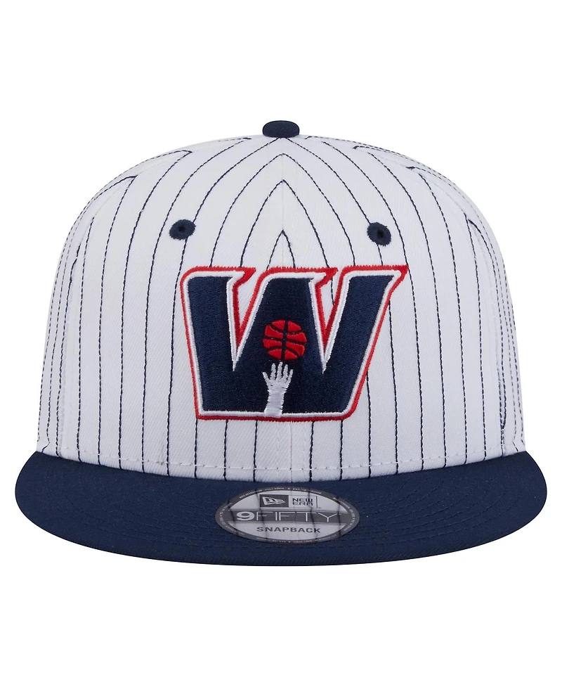 New Era Men's White Washington Wizards Deceptor Pinstripe 9FIFTY Snapback Hat