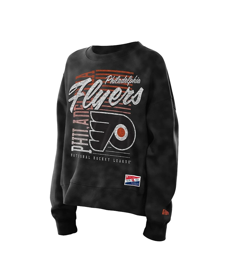 New Era Women's Black Philadelphia Flyers Oversized Throwback Mineral Wash Sweatshirt