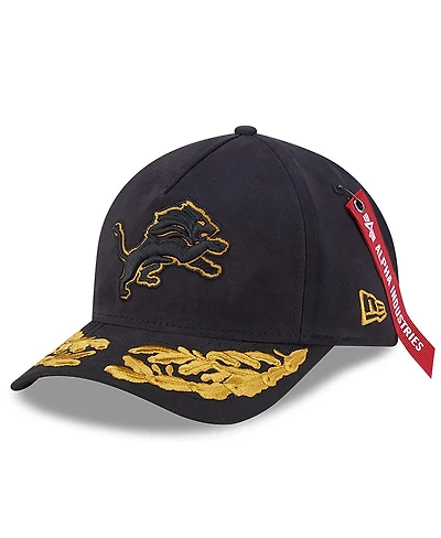 New Era x Alpha Men's Industries Black Detroit Lions A-Frame 9FORTY Adjustable Hat