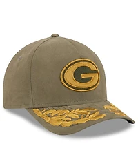 New Era x Alpha Men's Industries Olive Green Bay Packers A-Frame 9FORTY Adjustable Hat