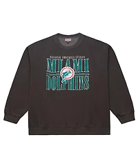 Mitchell & Ness Men's Black Miami Dolphins Downtown Crew Vintage Logo Sweatshirt
