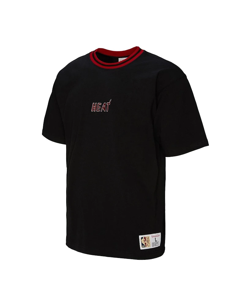 Mitchell & Ness Men's and Women's Black Miami Heat Playmaker Vintage Logo T-Shirt