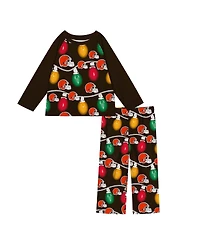 Outerstuff Toddler 2-Piece Cleveland Browns Garland Holiday Long Sleeve Pajama Set