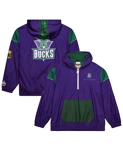 Mitchell & Ness Men's and Women's Purple Milwaukee Bucks Hardwood Classics Team Og 3.0 Anorak Half-Zip Windbreaker Jacket