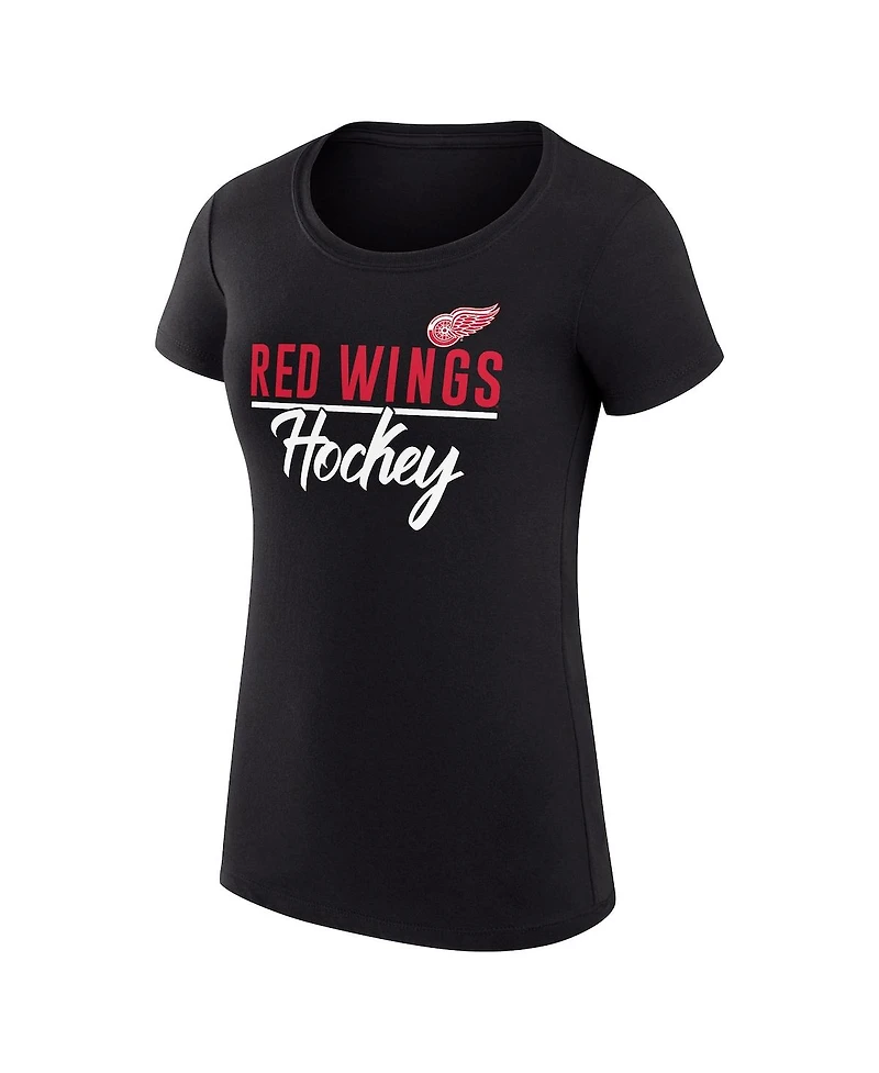 G-iii 4Her by Carl Banks Women's Black Detroit Red Wings Super-Slim Fit Lightweight Team Sport T-Shirt