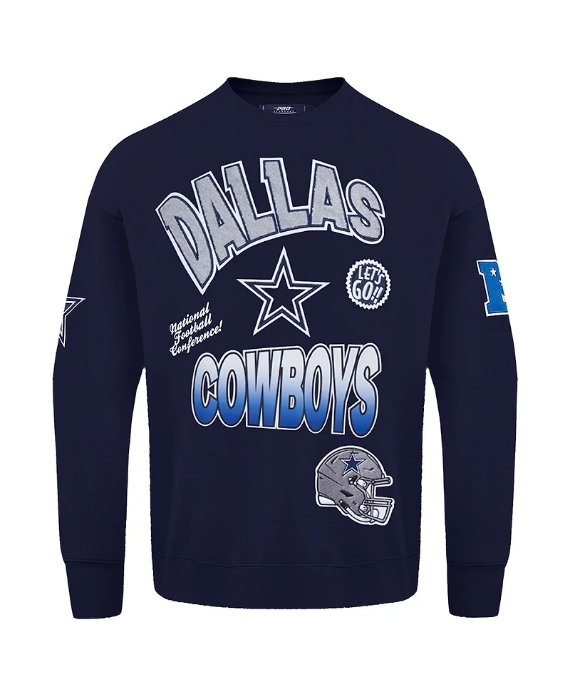 Pro Standard Men's Navy Dallas Cowboys Turn It Up Drop Shoulder Pullover Sweatshirt