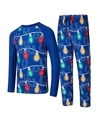 Concepts Sport Men's Royal Indianapolis Colts Garland Knit Raglan Long Sleeve Top and Pants Set