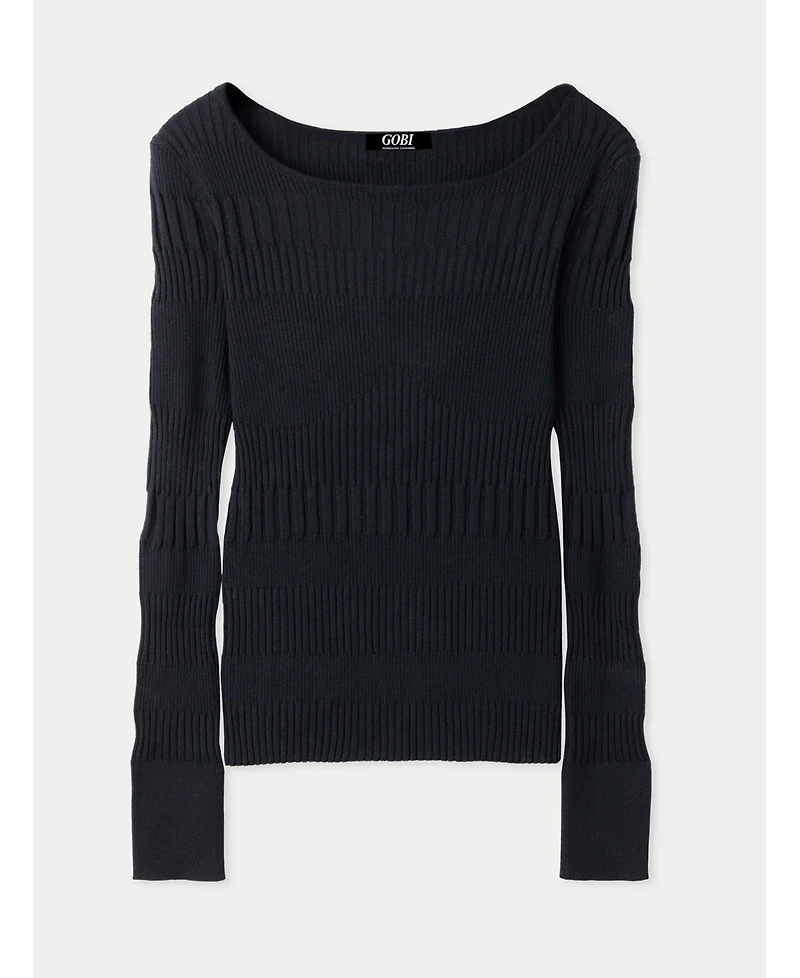 Gobi Cashmere Juniors' Ribbed Cotton Silk Cashmere Blend Sweater