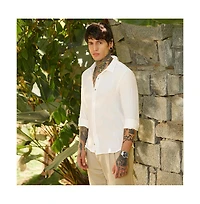 Campus Sutra Men's Daisy White Breezy-Weave Shirt