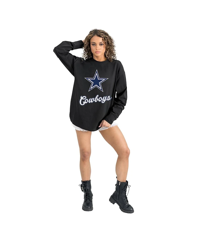 Gameday Couture Women's Black Dallas Cowboys Oversized Long Sleeve T-Shirt