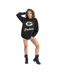 Gameday Couture Women's Black Green Bay Packers Oversized Long Sleeve T-Shirt