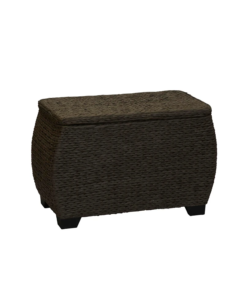 Household Essentials Large Curved Woven Storage Chest with Liner, Brown Paper Rope