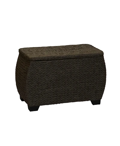 Household Essentials Large Curved Woven Storage Chest with Liner, Brown Paper Rope