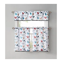Kate Aurora 3 Piece Cafe Rod Pocket Autumn Country Rooster Kitchen Curtain Tier & Valance Set