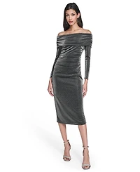 Vince Camuto Women's Glitter Knit Off-The-Shoulder Dress