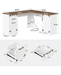 Tribesigns L Shaped Gaming Desk, Computer Desk，59" Wooden Executive Desk with File Drawer & Adjustable Storage Cabinet