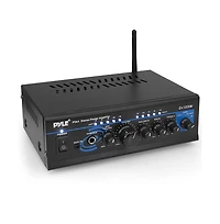 Pyle 2x120W Mini 2-Channe Home Audio Power Amplifier - Bluetooth 5.1 - Stereo Receiver with Rca/Aux/Mic Input - Headphone Jack - Pager/Mixing Modes