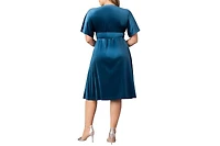 Women's Plus Angelic Velvet Midi Cocktail Dress with Pockets