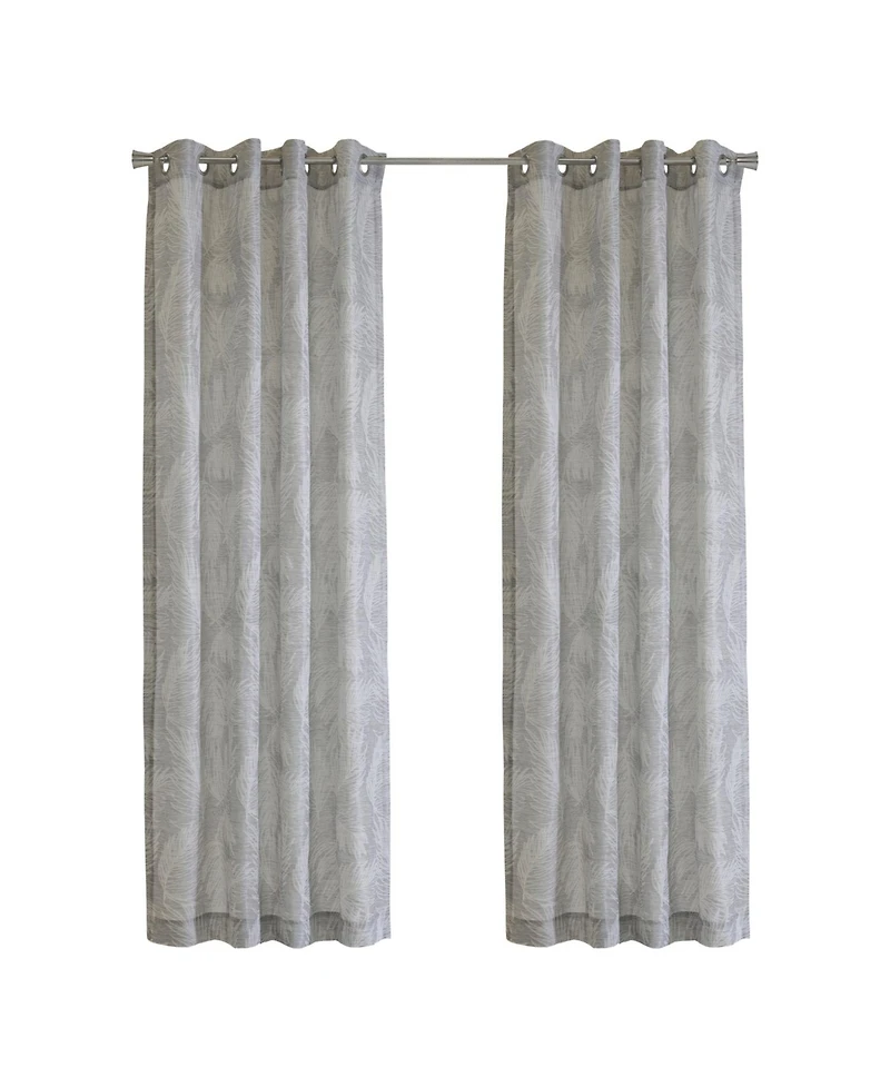 Habitat 100% Polyester Eleanor Light Filtering Jacquard Leaf Grommet Curtain Panel 52" x Grey