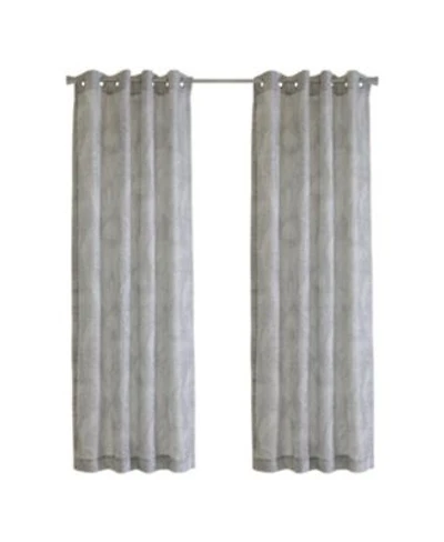 Habitat 100 Polyester Eleanor Light Filtering Jacquard Leaf Grommet Curtain Panel 52 X22 X Grey