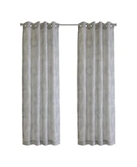 Habitat 100 Polyester Eleanor Light Filtering Jacquard Leaf Grommet Curtain Panel 52 X22 X Grey
