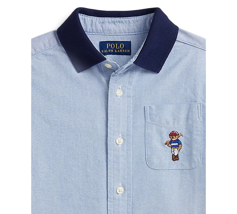 Polo Ralph Lauren Boys 2-7 Bear Oxford Knit-Collar Shirt
